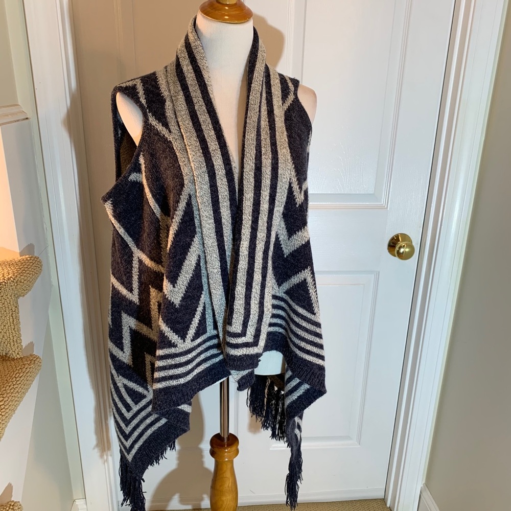 Long fringe sweater vest